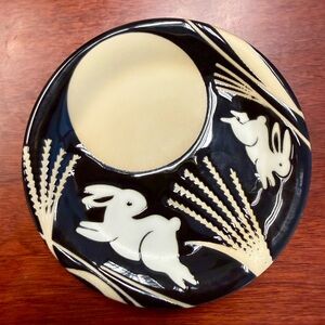 Easter Spring Rabbit Ceramic Art Dish Small Plate for Jewelry Trinkets or Decor